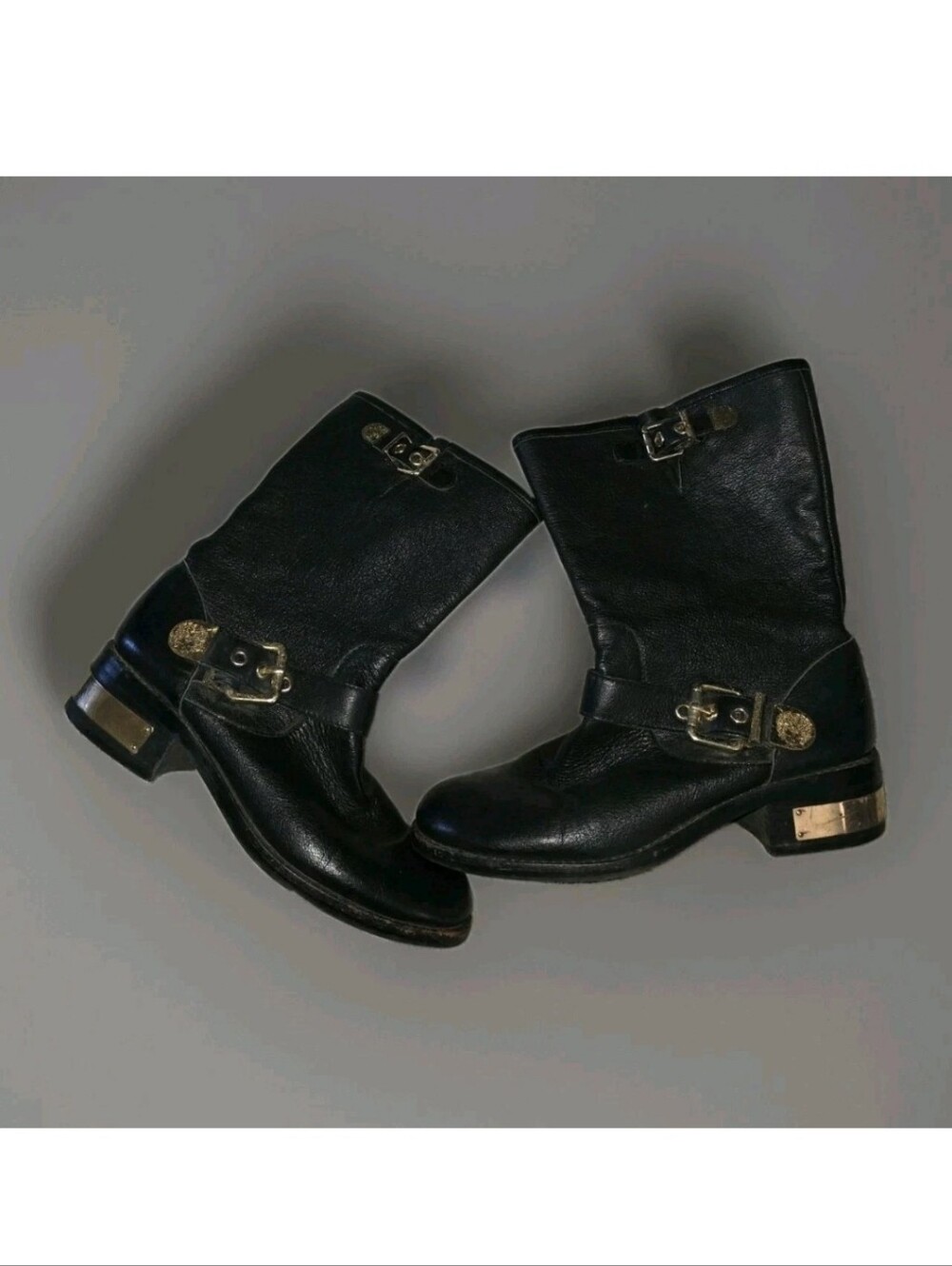 Vince Camuto  Winchell Women's Black & Gold Leather Boots US Size 7 1/2 M